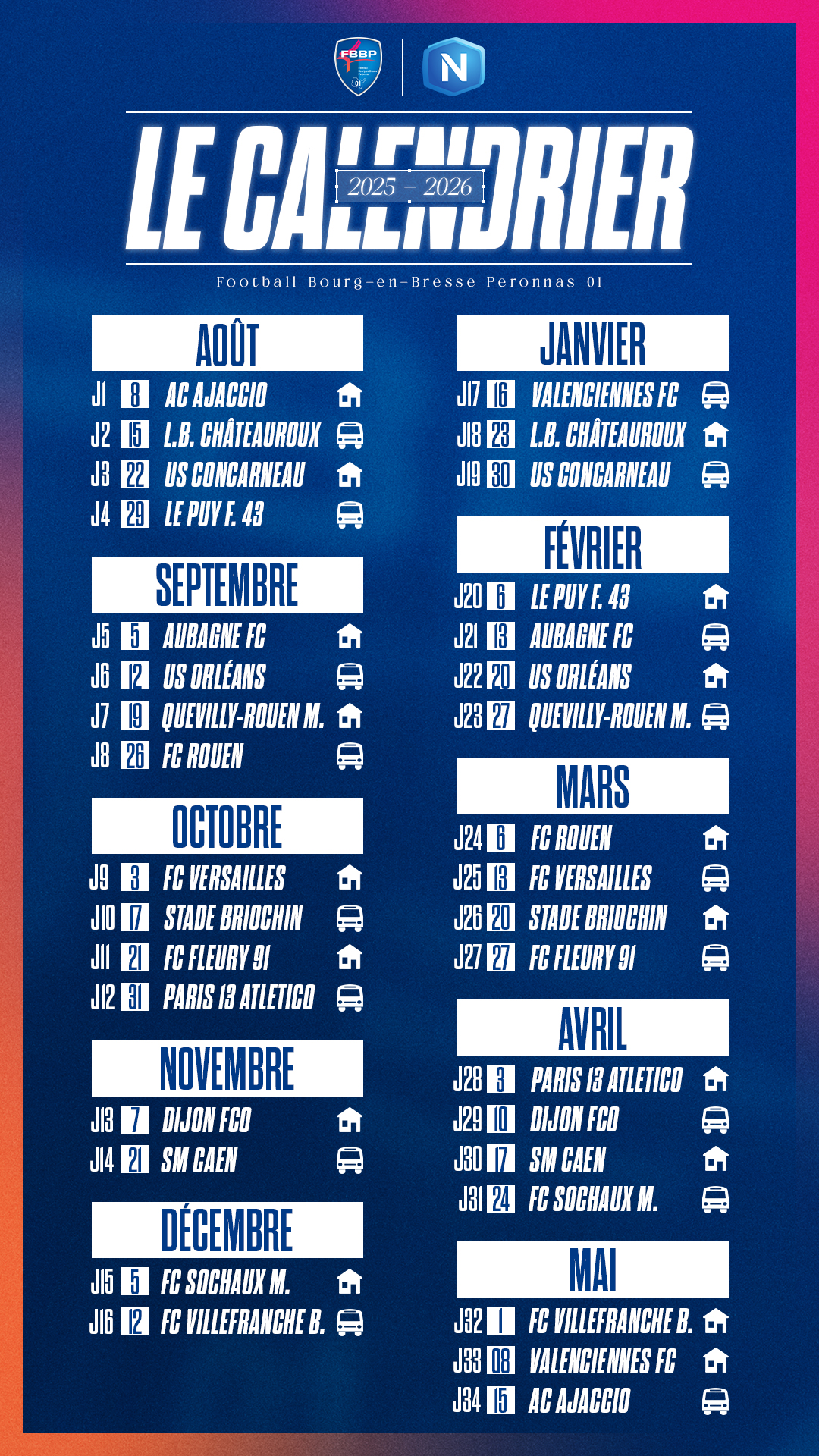CALENDRIER FBBP